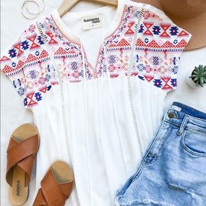 NWOT Vici Embroidered Top